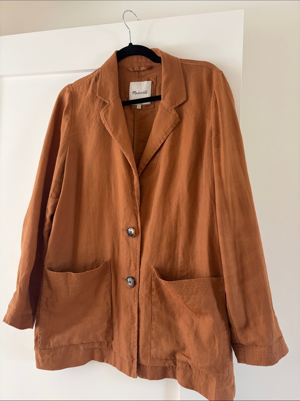 Madewell Rust-Orange Linen Blazer Medium